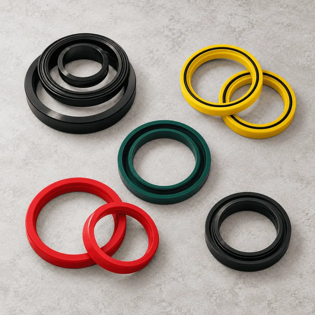 Sellos Polypak industriales para pistones y vástagos de cilindros hidráulicos, disponibles en DIDE.